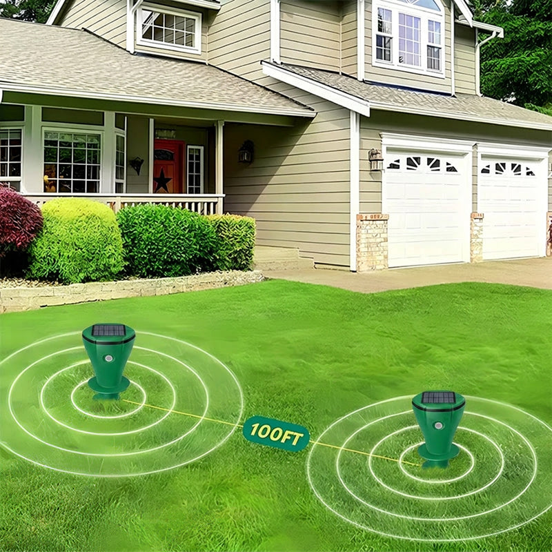 ☘️ Aovego® Solar Sonic Mole Repellent Stakes – Waterproof Ultrasonic Yard Pest Repeller