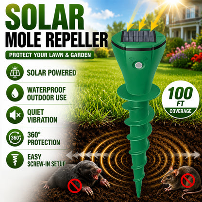 ☘️ Aovego® Solar Sonic Mole Repellent Stakes – Waterproof Ultrasonic Yard Pest Repeller