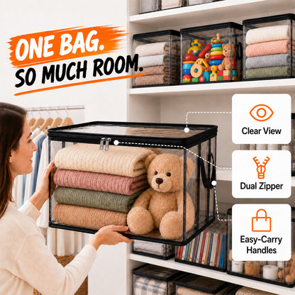 ⏳LAST DAY BUY 2 GET 1 FREE!!💕 Rovqela™  Transparent Storage Bag – Large, Dust & Moisture-Proof with Handle✨