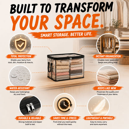 ⏳LAST DAY BUY 2 GET 1 FREE!!💕 Rovqela™  Transparent Storage Bag – Large, Dust & Moisture-Proof with Handle✨