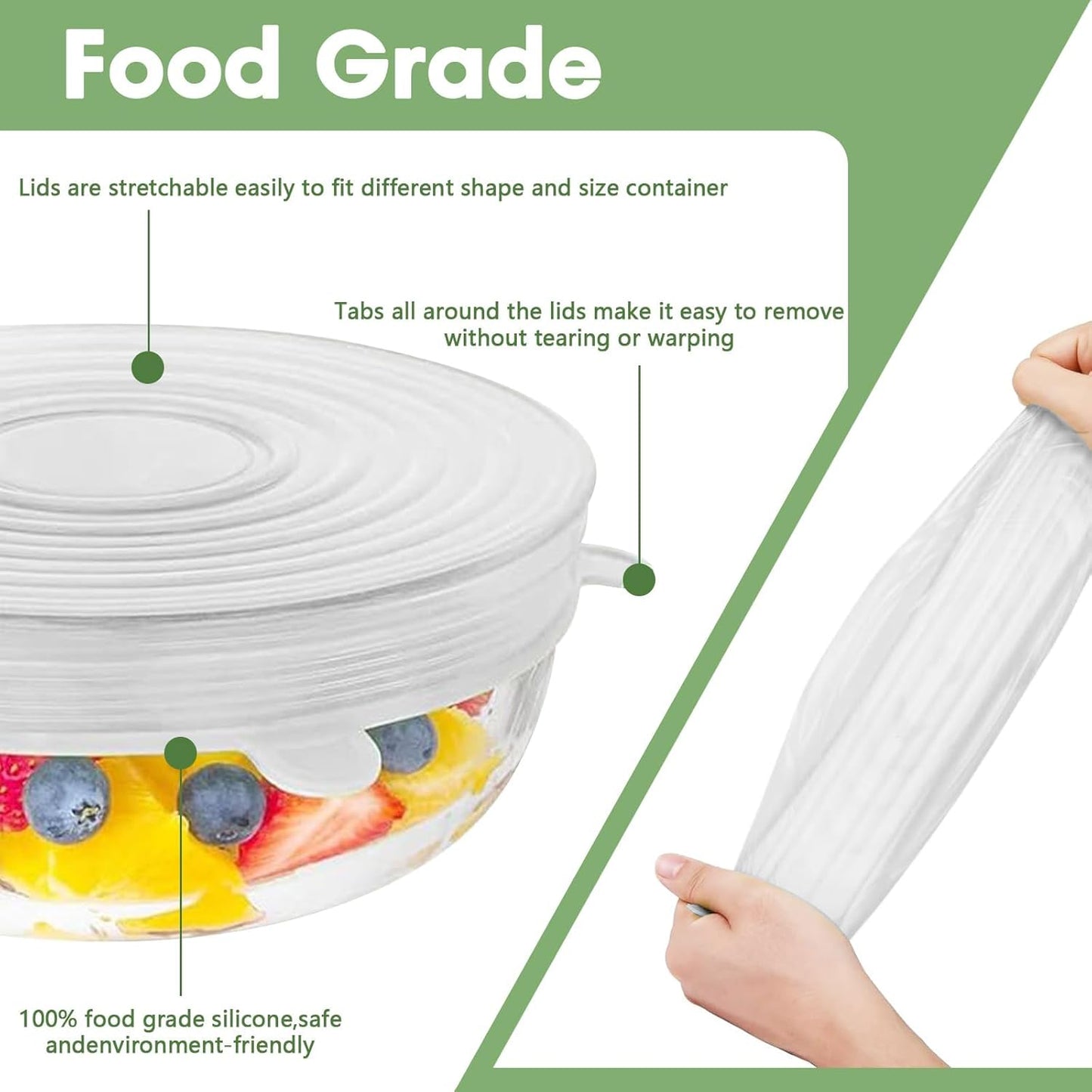 Slonkaz™ Silicone Stretch Lids Reuseable Microwave Safe Flexible Covers (offer)