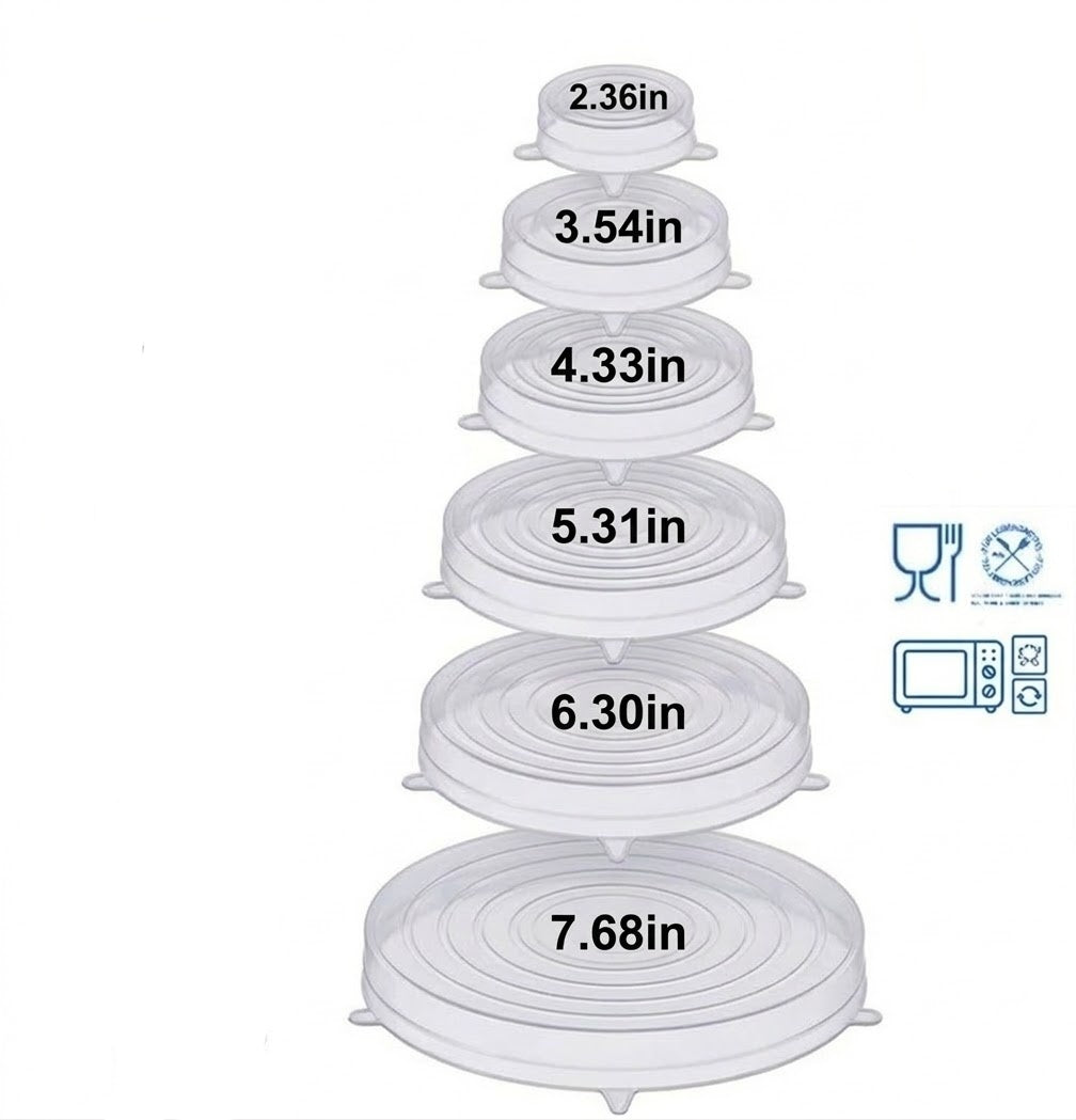 Slonkaz™ Silicone Stretch Lids Reuseable Microwave Safe Flexible Covers (offer)