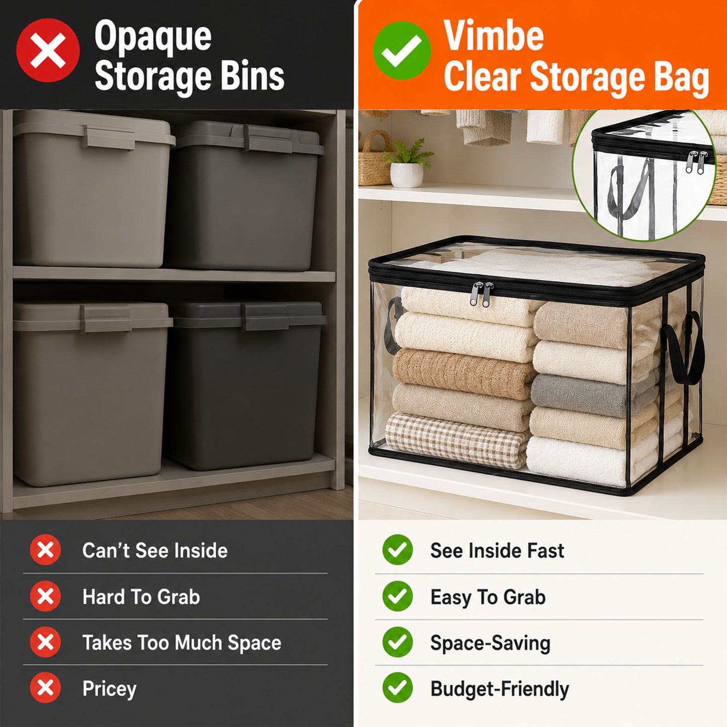 ⏳LAST DAY BUY 2 GET 1 FREE!!💕 Rovqela™  Transparent Storage Bag – Large, Dust & Moisture-Proof with Handle✨