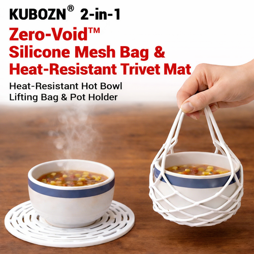 Slonkaz™ 2-in-1 Zero-Void™ Silicone Mesh Bag & Heat-Resistant Trivet Mat for Hot Bowls (EU)