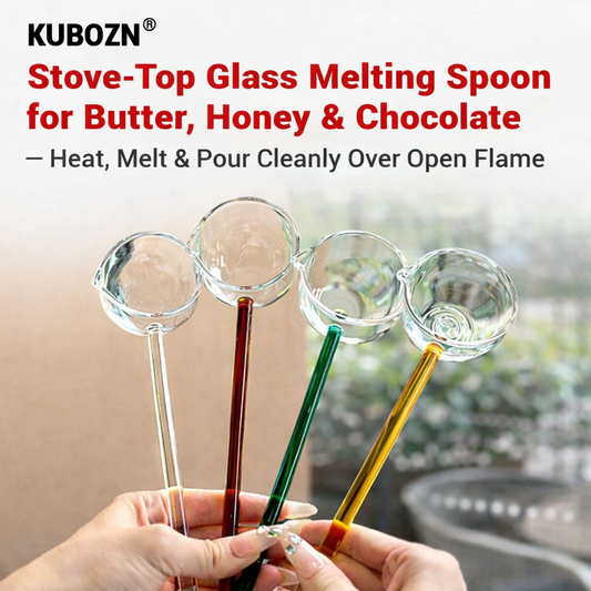 Slonkaz™ Stove-Top Glass Melting Spoon for Butter, Honey & Chocolate — Heat, Melt & Pour Cleanly Over Open Flame