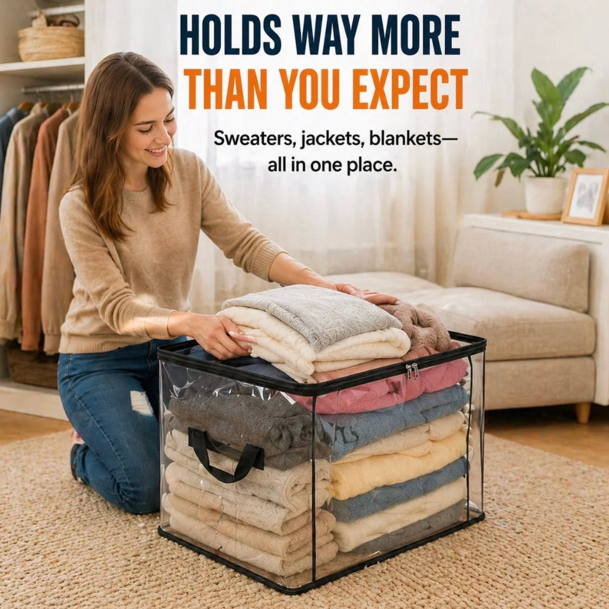 Slonkaz™  Transparent Storage Bag – Large, Dust & Moisture-Proof with Handle✨