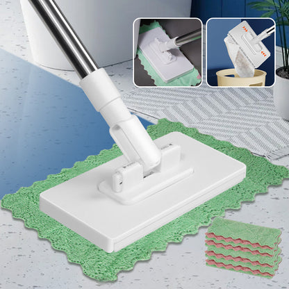 Slonkaz™🧹Disposable Dust Mop with 4 Reusable Cloths.Lightweight Floor Dusting Mop For Hardwood Tile Floors
