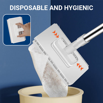 Slonkaz™🧹Disposable Dust Mop with 4 Reusable Cloths.Lightweight Floor Dusting Mop For Hardwood Tile Floors