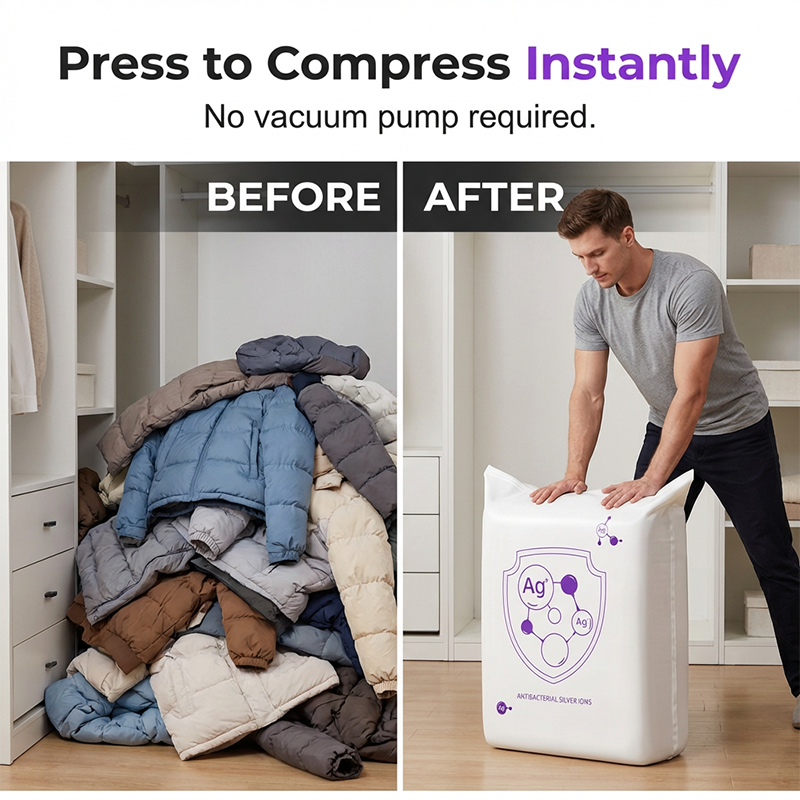 🧳 Buy 2 Get 1 FREE | Slonkaz™ 3D Antibacterial Compression Bags (No Pump Needed)